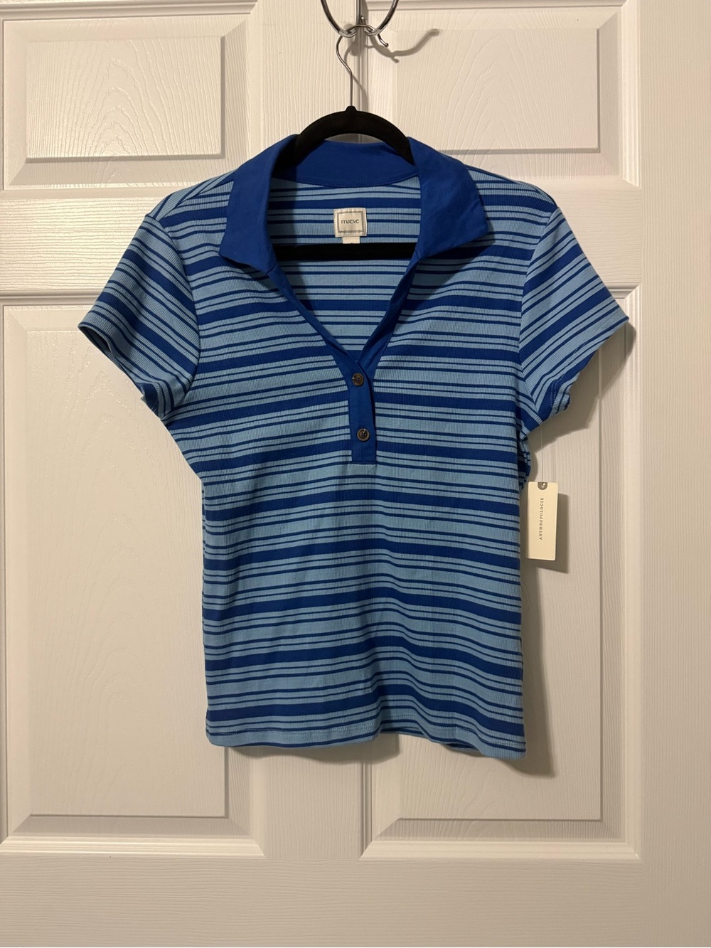 Anthropologie Maeve Short Sleeve Collared Henley Top- M - Picture 4 of 7